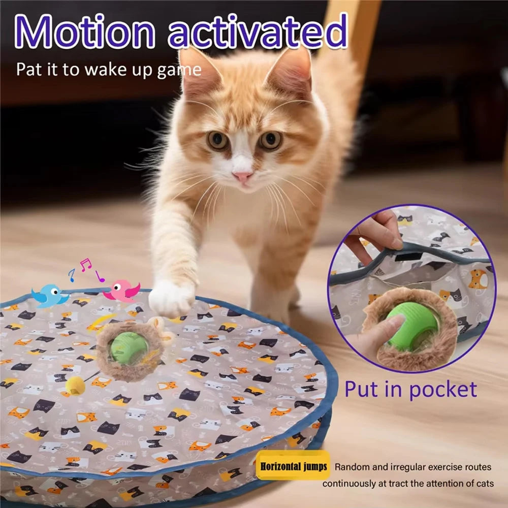 Interactive Rolling Ball Cat Toy – Motion-Activated Hide & Seek Game with Rechargeable Battery