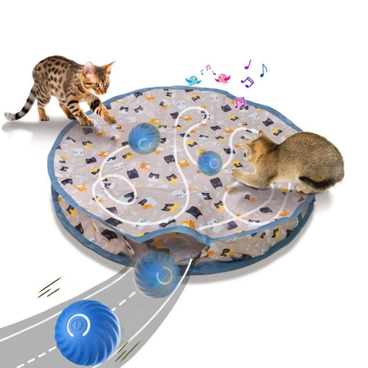Interactive Rolling Ball Cat Toy – Motion-Activated Hide & Seek Game with Rechargeable Battery